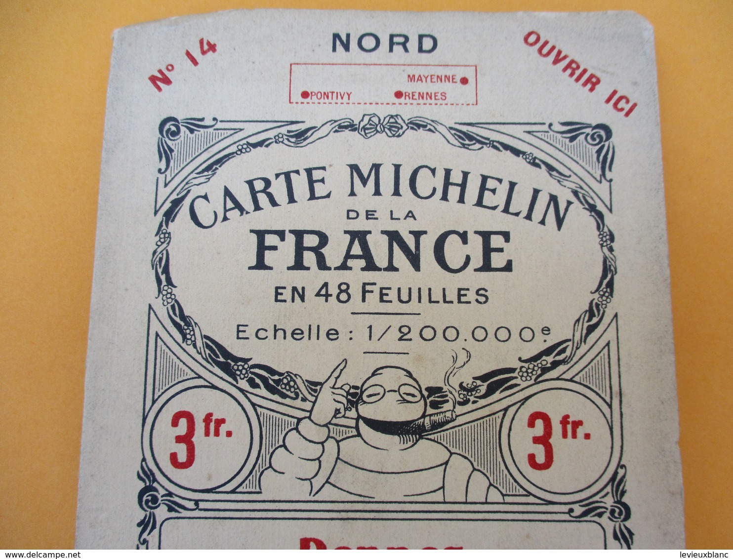 Carte Michelin De La France  En 48 Feuilles/ RENNES/ N°14/Bureau D'Itinéraires/Vers 1910 - 20       PGC201 - Wegenkaarten