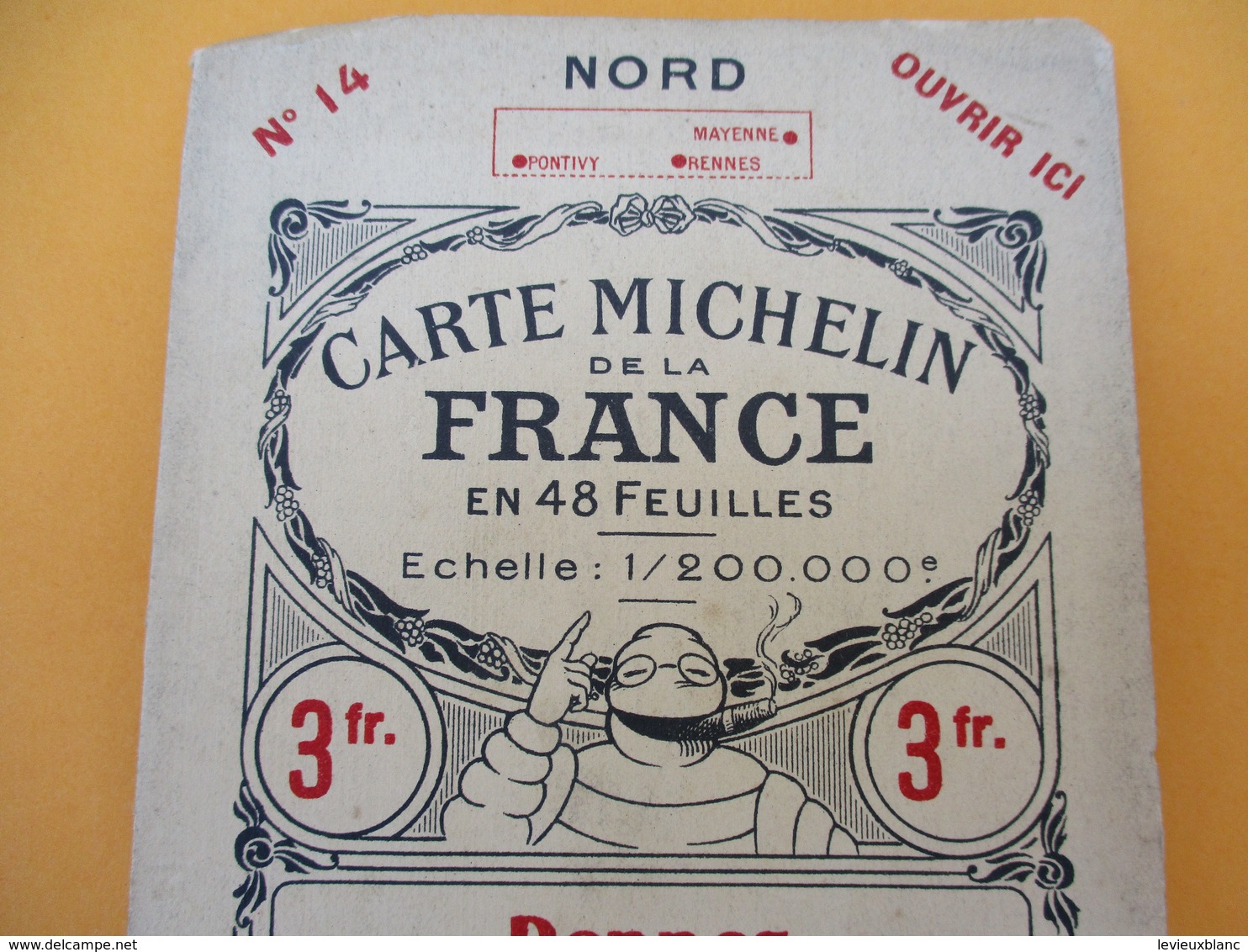 Carte Michelin De La France  En 48 Feuilles/ RENNES/ N°14/Bureau D'Itinéraires/Vers 1910 - 20       PGC201 - Cartes Routières