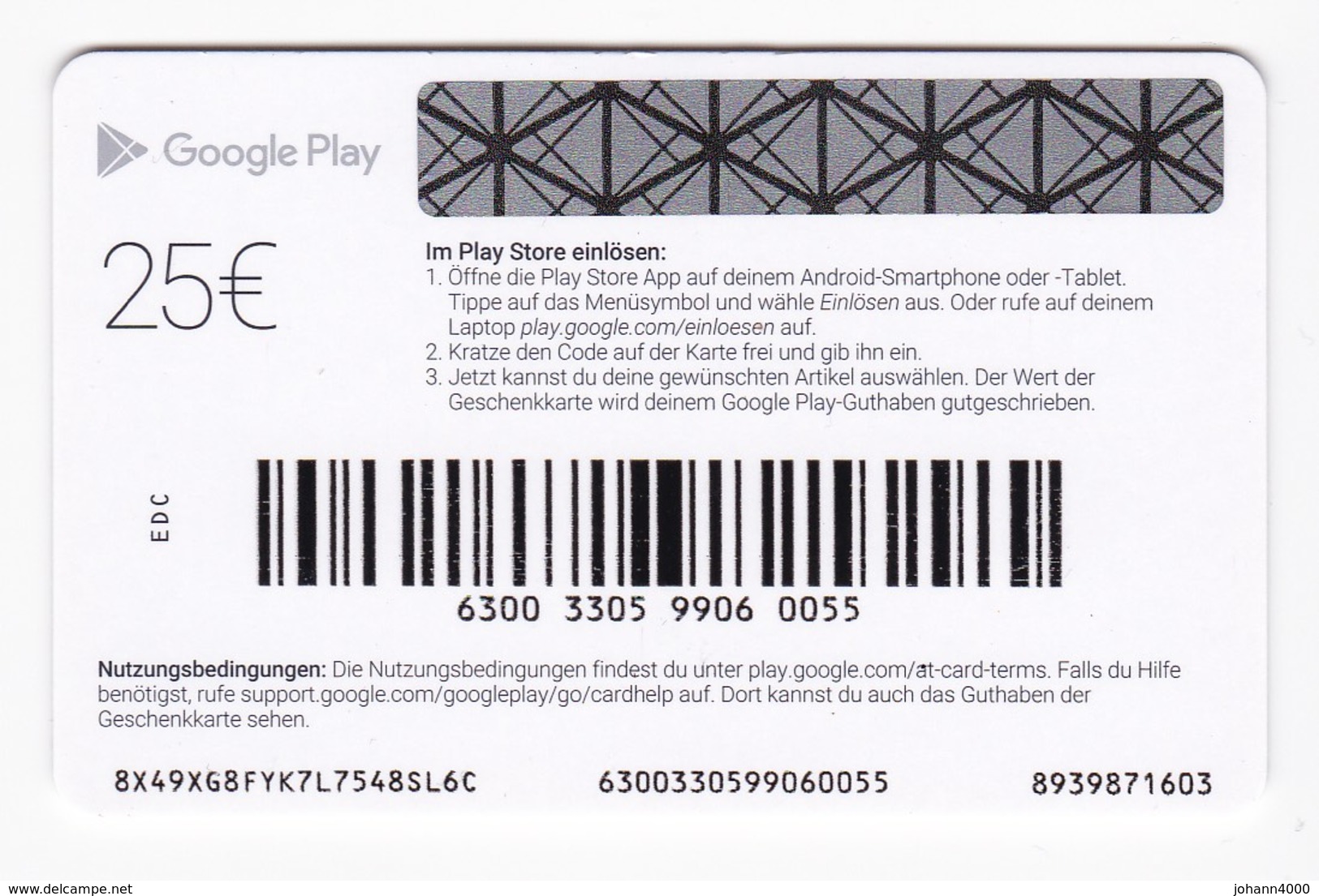 Geschenkkarte Google Play € 25,00 Gift - Gift Cards