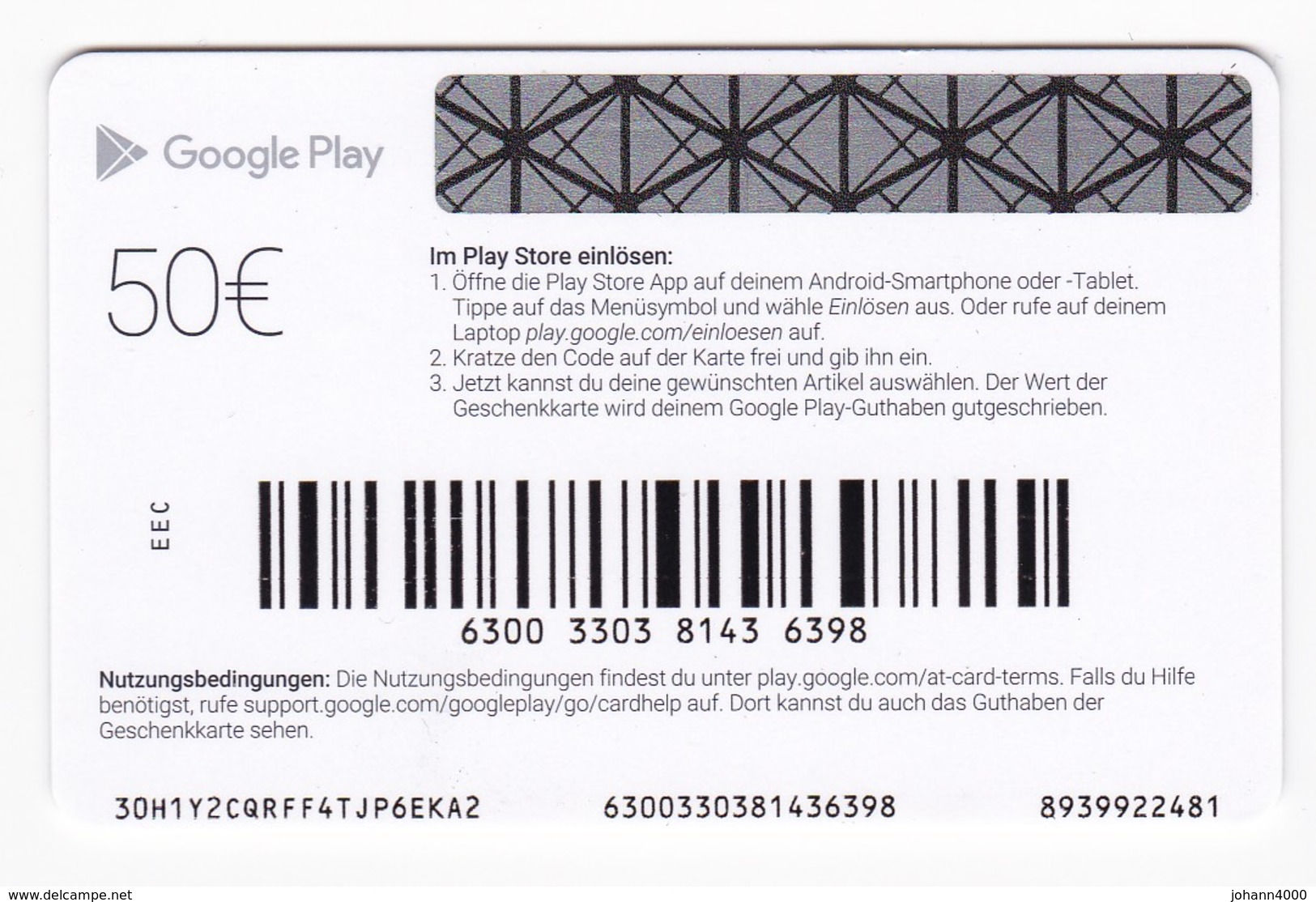 Geschenkkarte Google Play € 50,00 Gift - Gift Cards