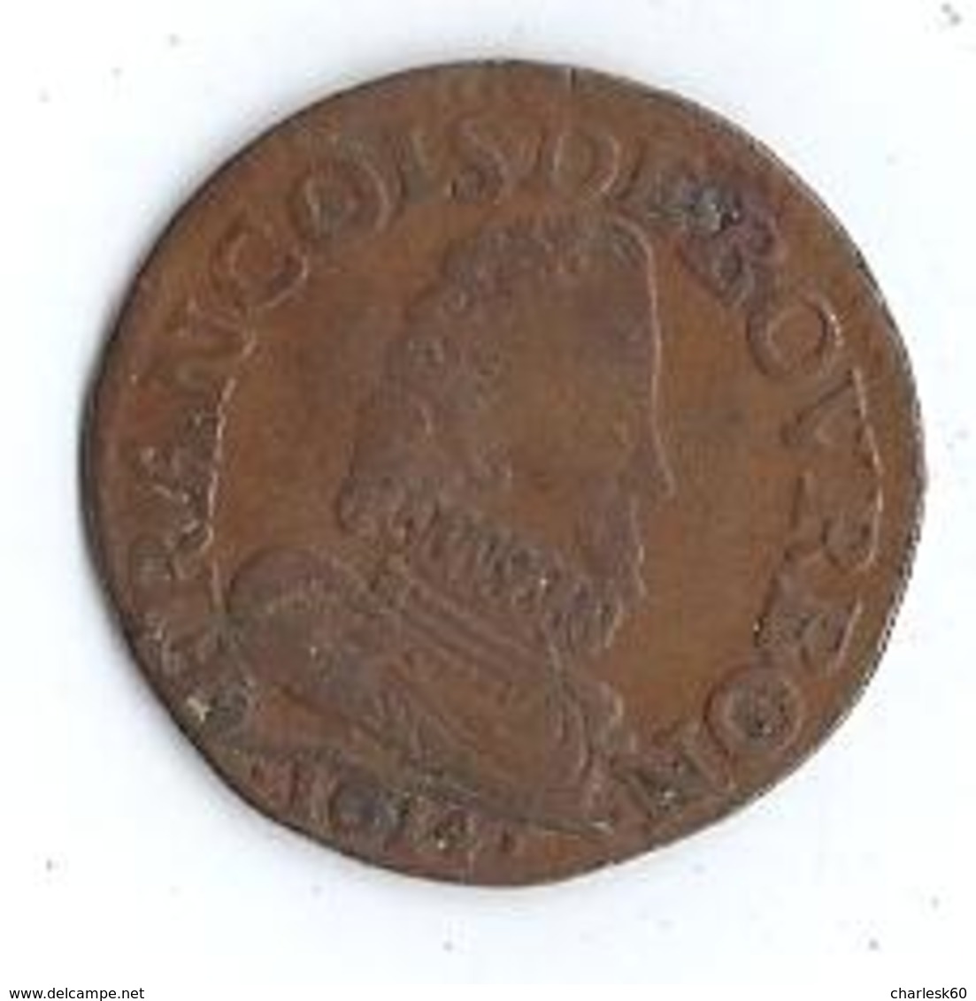 Monnaie France François De Bourbon 1614 Liard Prince De Conti - 1610-1643 Louis XIII Le Juste