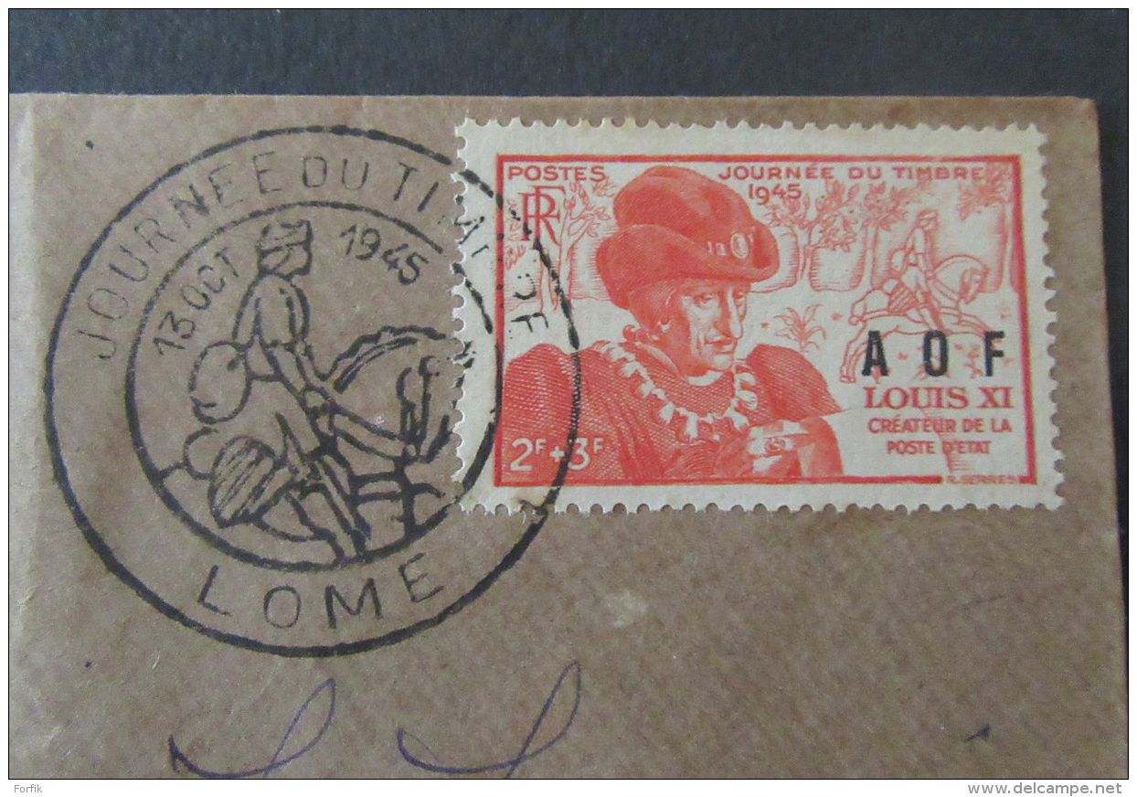 A.O.F - Timbre Journée Du Timbre 1945 Louis XI Avec Surcharge A O F Sur Enveloppe - Oblitéré Le 13 Octobre 1945 à Lomé - Lettres & Documents