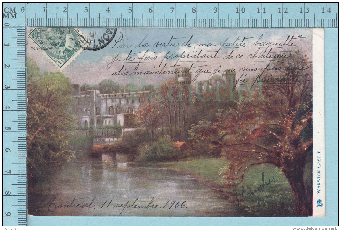 CPA Voyagé 1906 - Raphael Tuck Oilette,  -Warwick Castle  #1468 - Stamp CND #89 - Tuck, Raphael