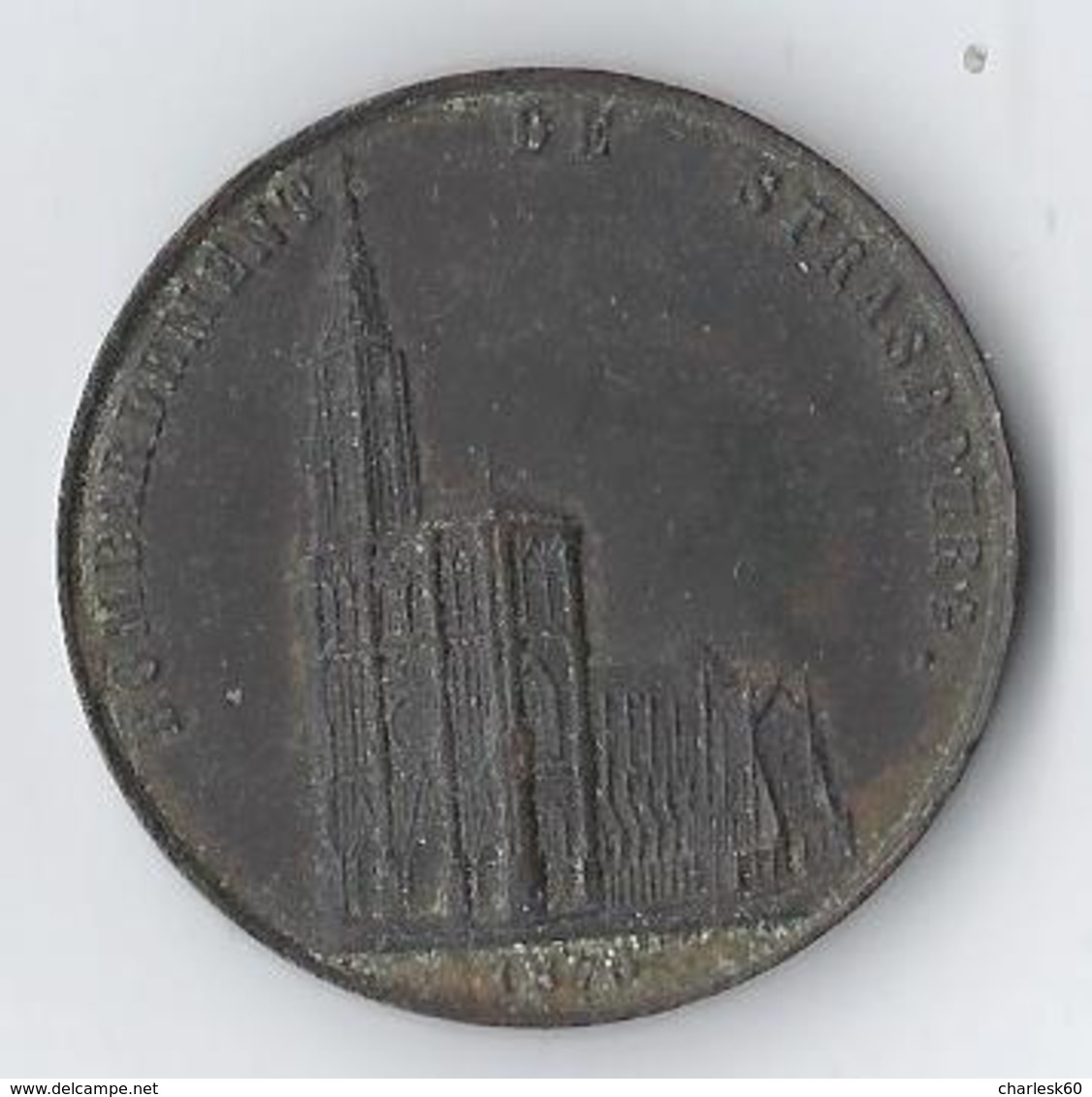 Monnaie France 1870 Bombardement De Strasbourg 1870 Cuivre Provenant De La Grande Nef Poids :35 à 40 G, Diam 48 Mm - Commémoratives