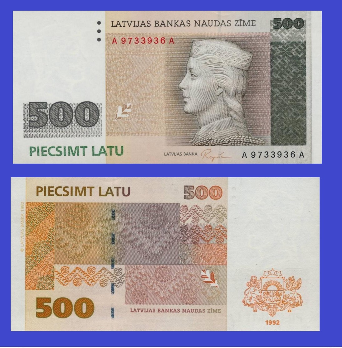 Latvia 500  Latu 1992 - REPLICA --  REPRODUCTION - Lettonie