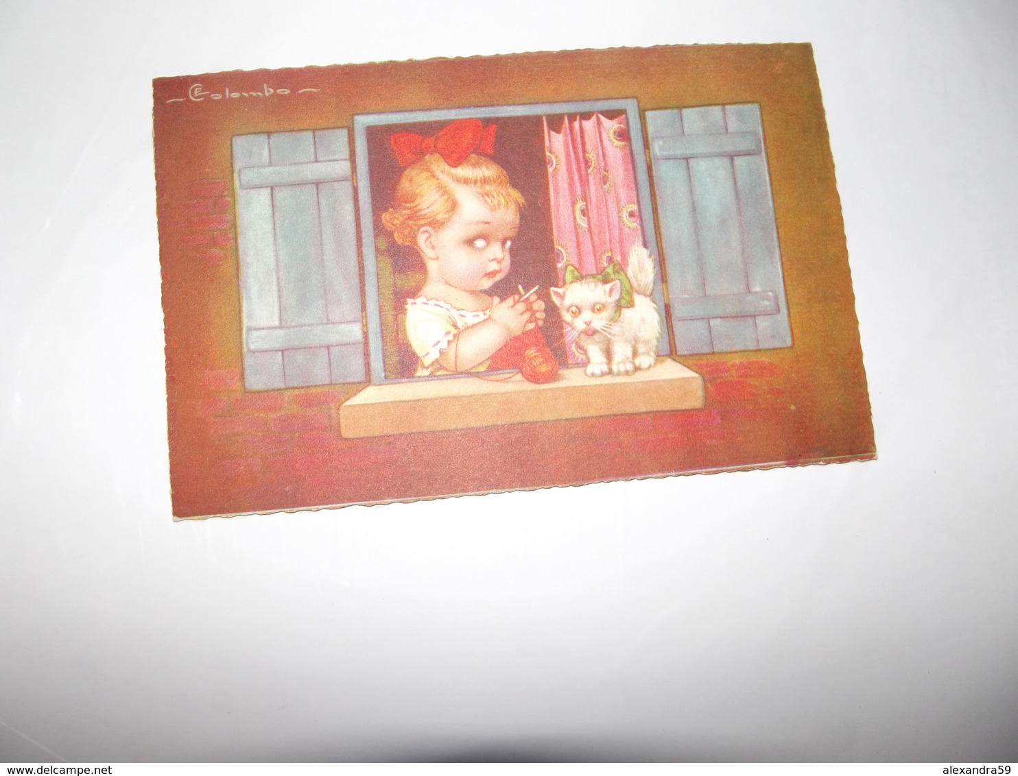 CPA Enfant à La Fenêtre Avec Chaton édition Italie M N°2007-3  Top Carte - Colombo, E.