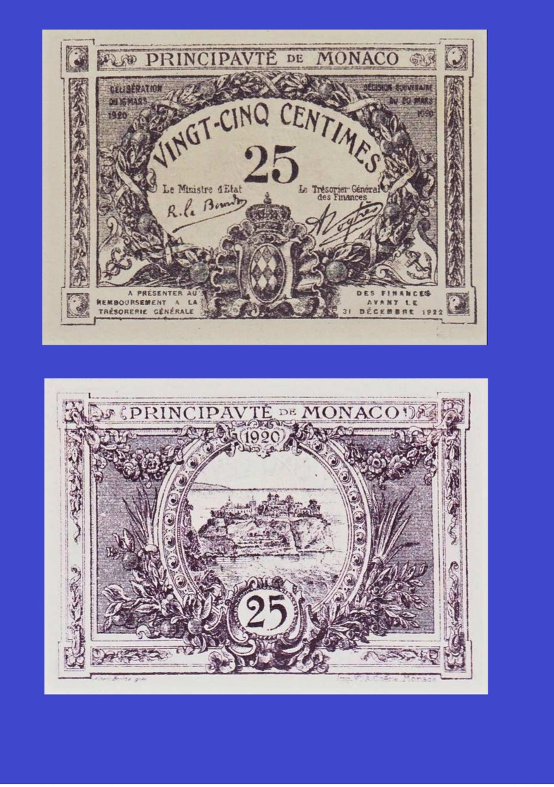 Monaco 25 Centimes 1921 - REPLICA --  REPRODUCTION - Monaco