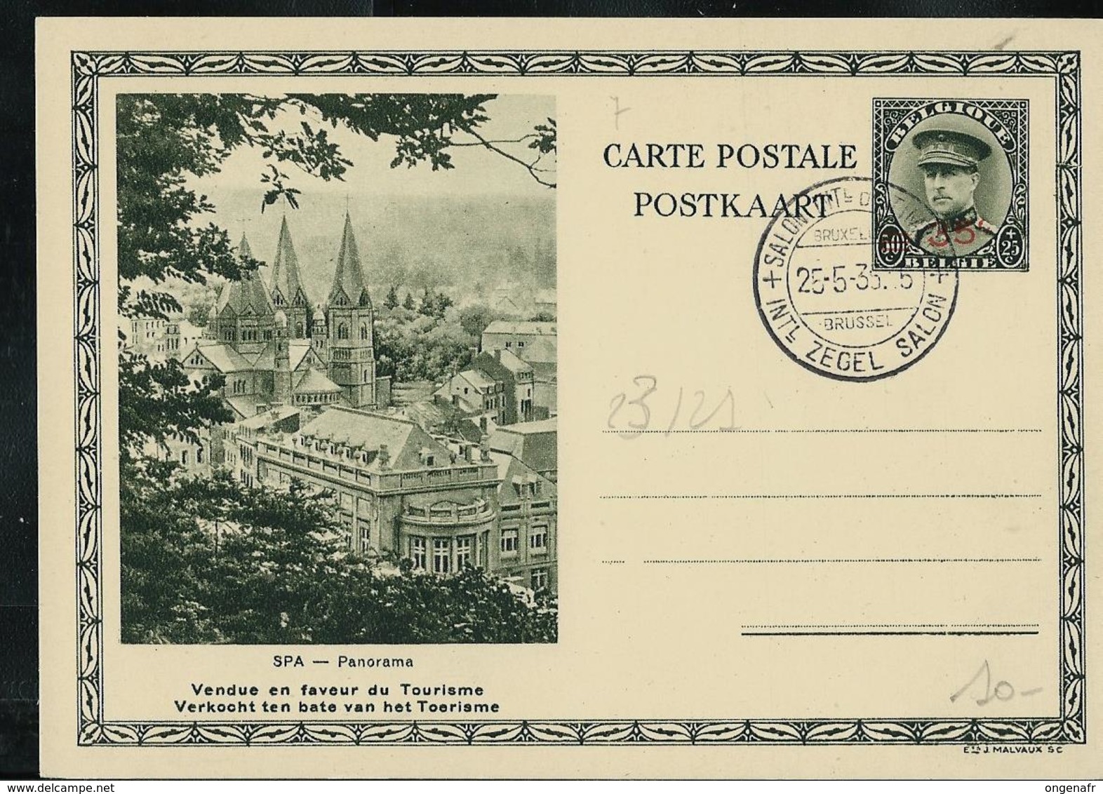 Carte Obl.  N° 23. Vue 21: SPA - Panorama  Obl. Salon Int Du Timbres BXL: 25/05/35 - Illustrated Postcards (1971-2014) [BK]