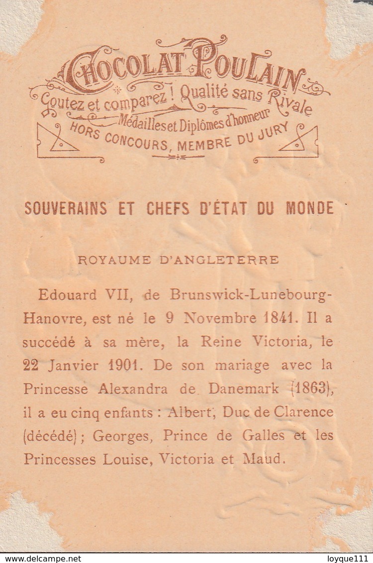 Chromo Poulain Souverains Et Chefs D'état Du Monde.royaume D'angleterre. Edouard VII 1841-1901 - Chocolat
