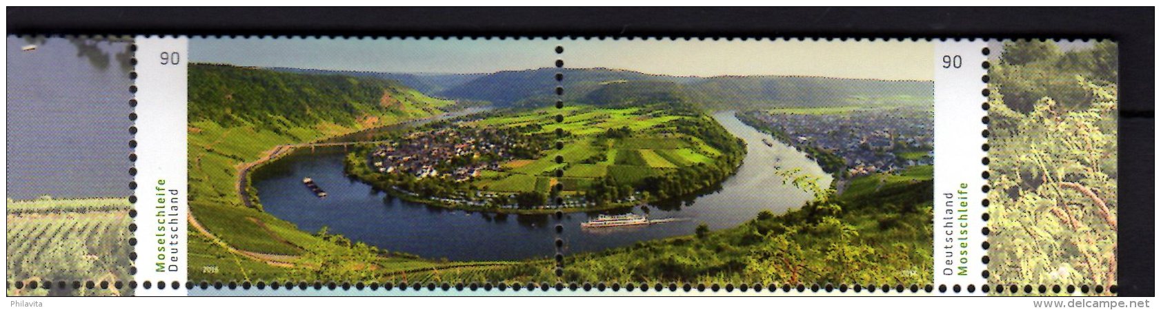 2016 Germany Beutiful Pannoramas - Mosel River Curve - Wineyards - Setenant Set Of 2 V Paper - MNH** MiNr. 3225 - 3226 - Wein & Alkohol