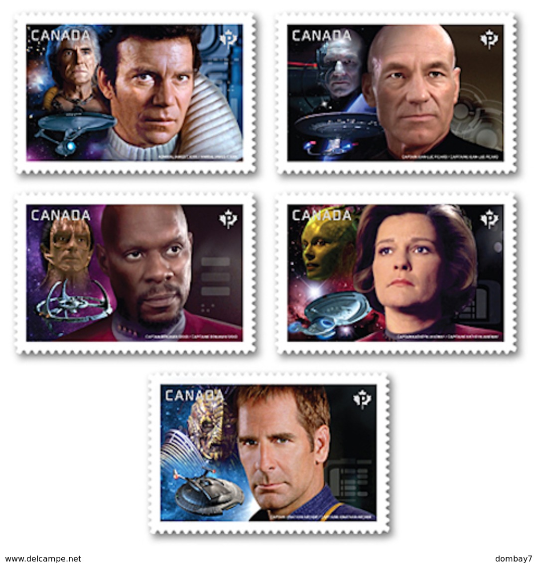 = STAR TREK = FAMOUS TV SHOW CHARACTERS  Full Set Of 5 Die Cut Stamps From Booklet, MNH Canada 2017 - North  America