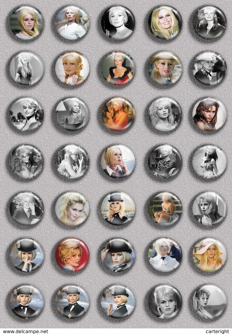 Brigitte Bardot Movie Film Fan ART BADGE BUTTON PIN SET 5 (1inch/25mm Diameter) 35 DIFF - Films