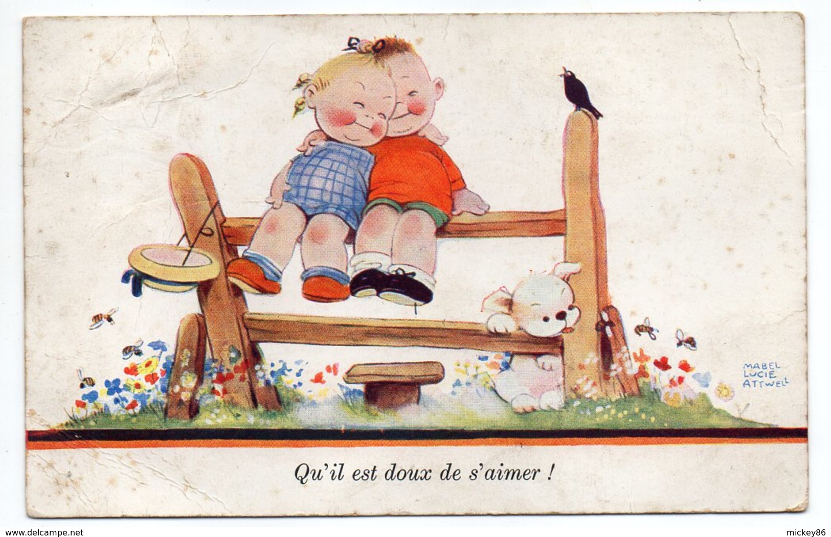 Illustrateur  M.L  ATWELL  --Enfants "Qu'il Est Doux De S'aimer! " - Attwell, M. L.