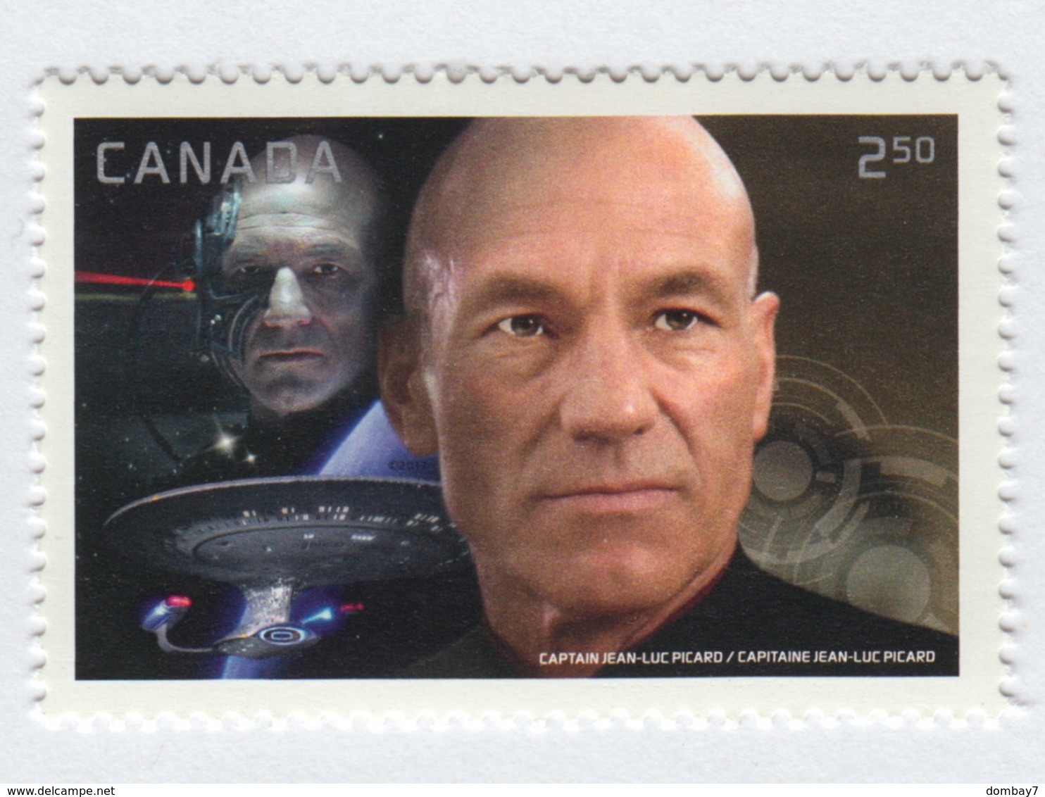 = STAR TREK = CAPTAIN JEAN-LUC PICARD - Patrick Steward FAMOUS TV SHOW CHARACTER, MNH Canada 2017 - North  America