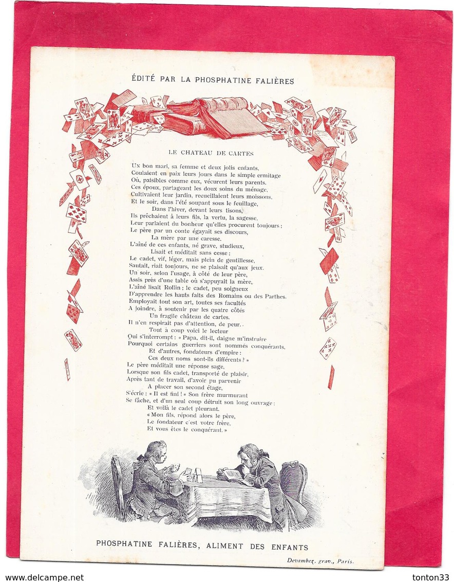 CHROMO 13x19 Cm  PHOSPHATINE FALIERES Aliment Idéal Des Enfants -  Le Chateau De Cartes  -  BARA- - Otros & Sin Clasificación