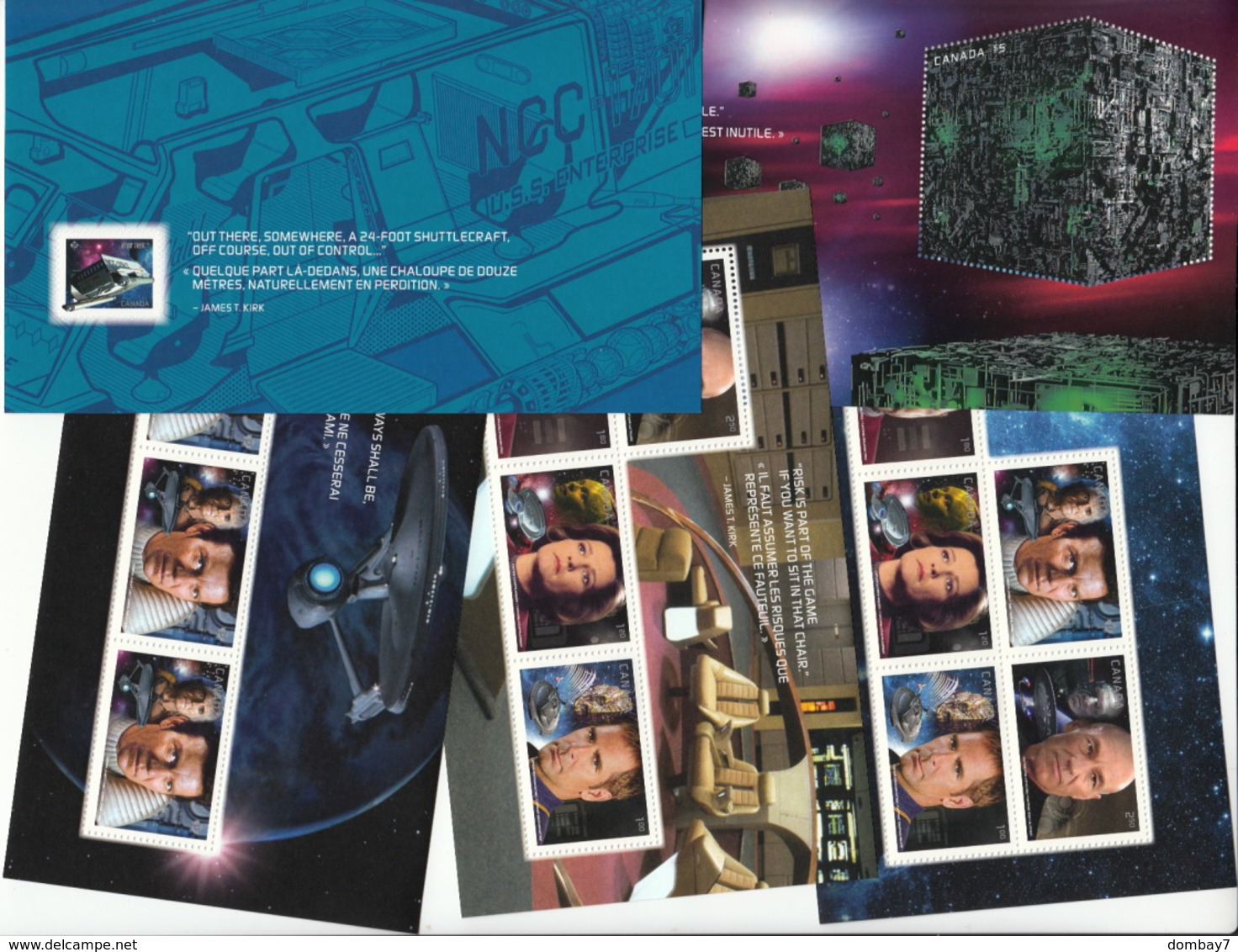 = STAR TREK = FAMOUS TV SHOW CHARACTERS  Full Set Of 5 Souvenir Sheets From Prestige Booklet, MNH Canada 2017 - Collections