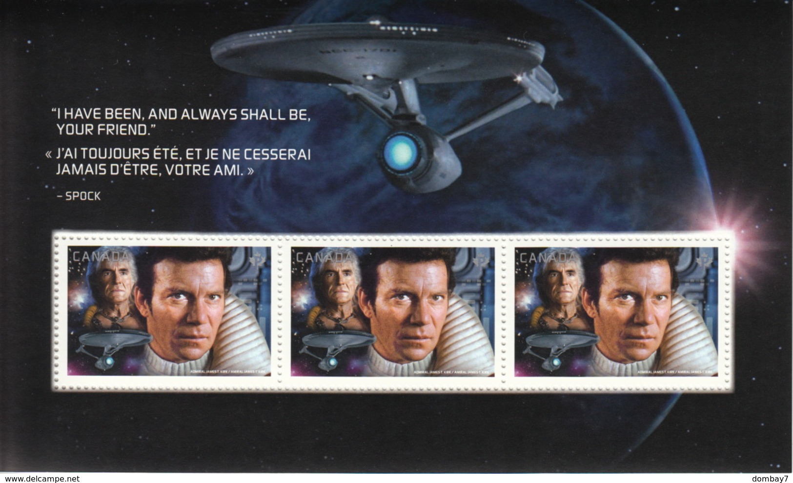 = STAR TREK = FAMOUS TV SHOW CHARACTERS  Full Set Of 5 Souvenir Sheets From Prestige Booklet, MNH Canada 2017 - Collections