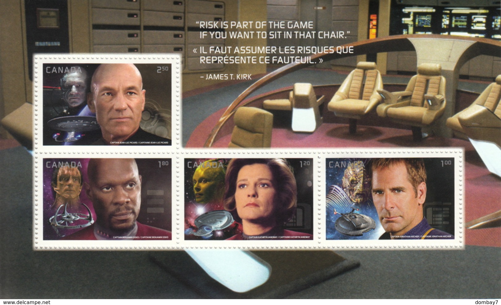 = STAR TREK = FAMOUS TV SHOW CHARACTERS  Full Set Of 5 Souvenir Sheets From Prestige Booklet, MNH Canada 2017 - Collections