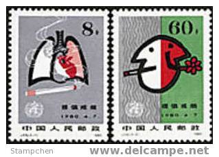 China 1980 J56 Stop Smoking Health Stamps Lung Cigarette Medicine Tobacco - Unused Stamps