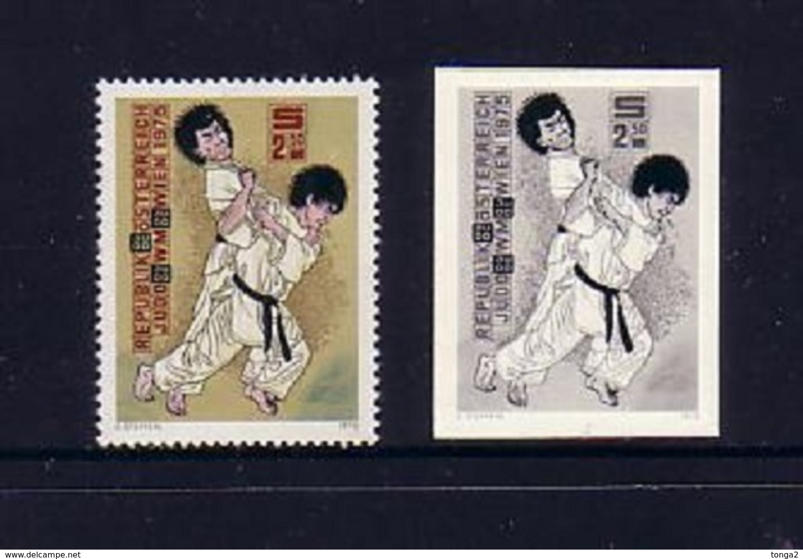 Austria Blackprint Proof Plus Issued Stamp - Martial Arts, Judo - Judo