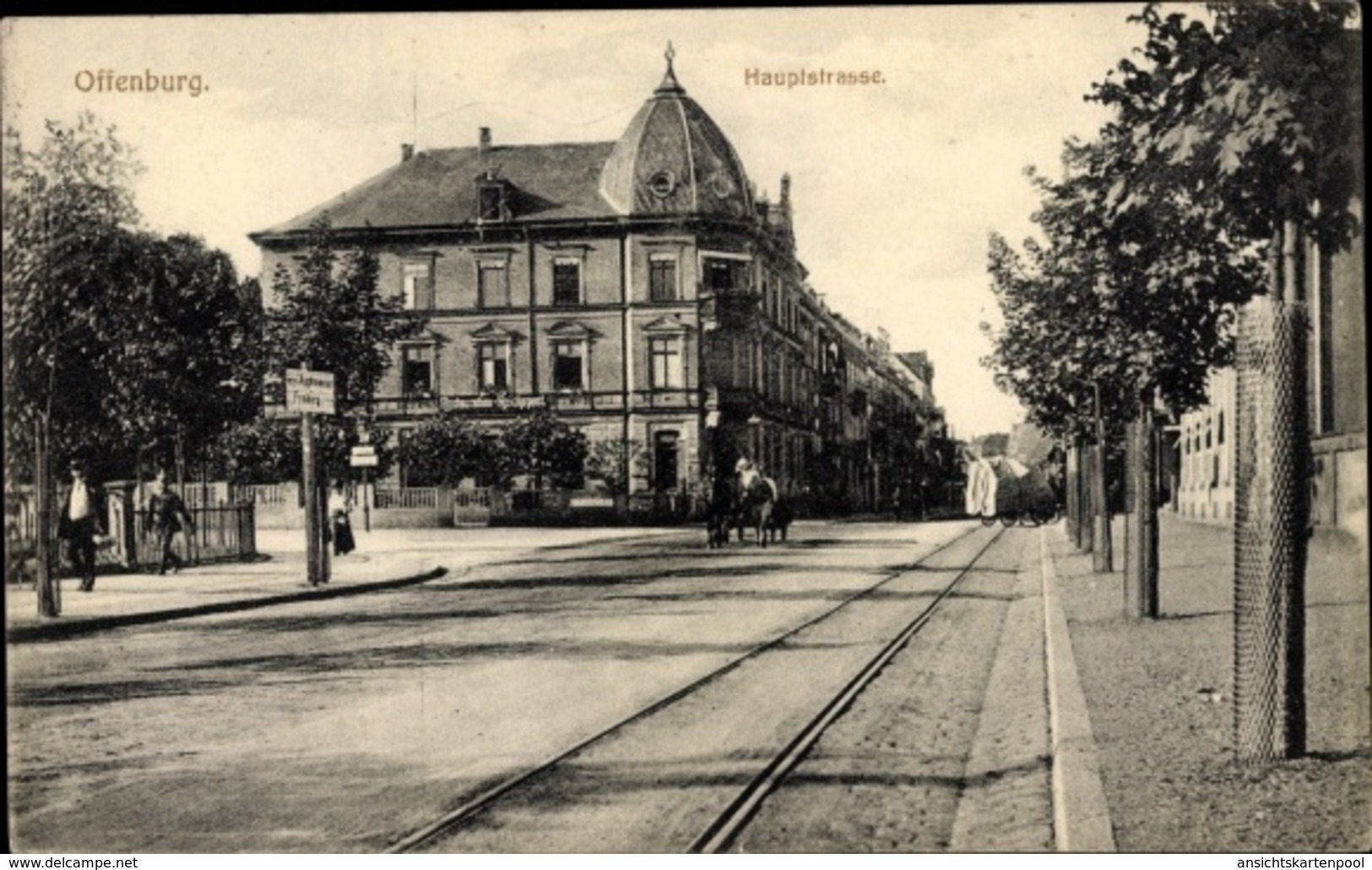 Cp Offenburg Am Schwarzwald, Partie A. D. Hauptsraße, Restaurant Reichspost, Pferdefuhrwerk - Autres & Non Classés