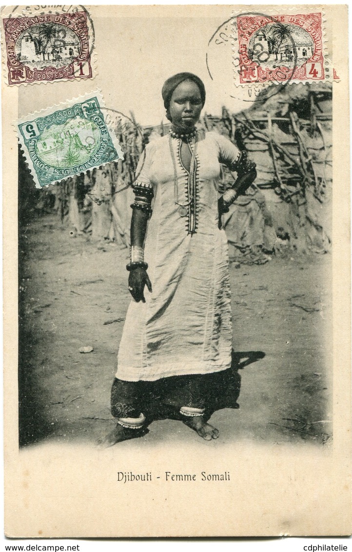 COTE FRANCAISE DES SOMALIS CARTE POSTALE  DE DJIBOUTI (IMPRIME) -FEMME SOMALI DEPART DJIBOUTI 30 DEC 05 POUR DJIBOUTI - Lettres & Documents