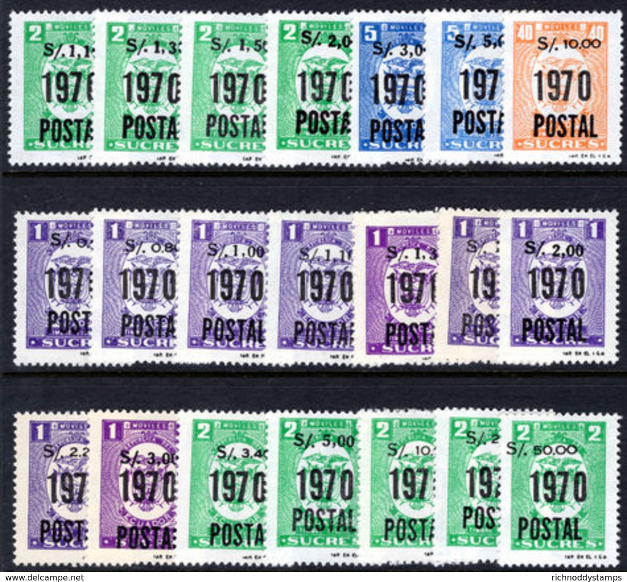 Ecuador 1971 Revenue Moviles Set Unmounted Mint. - Ecuador