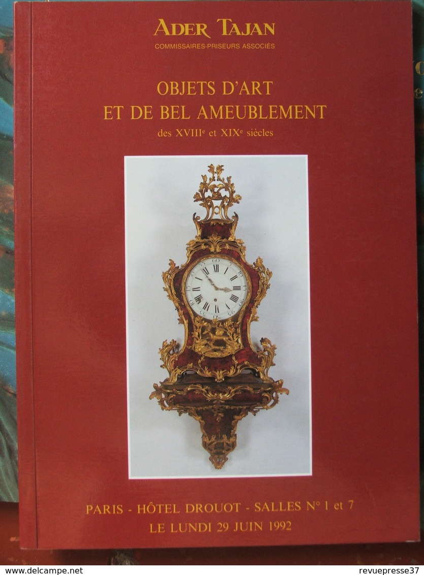 Catalogue De Ventes Ader-Tajan -Objets D'art Et Bel Ameublement - 1992 - Ohne Zuordnung