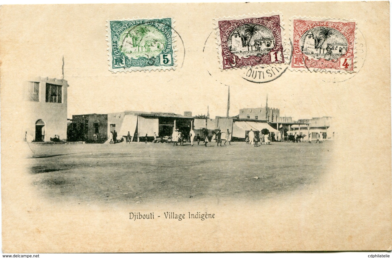 COTE FRANCAISE DES SOMALIS CARTE POSTALE  DE DJIBOUTI (IMPRIME) VILLAGE INDIGENE DEPART DJIBOUTI 30 DEC 05 POUR DJIBOUTI - Lettres & Documents