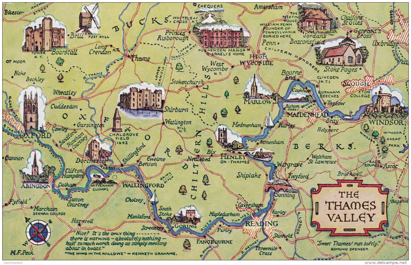 MAP CARD -THE THAMES VALLEY - Carte Geografiche
