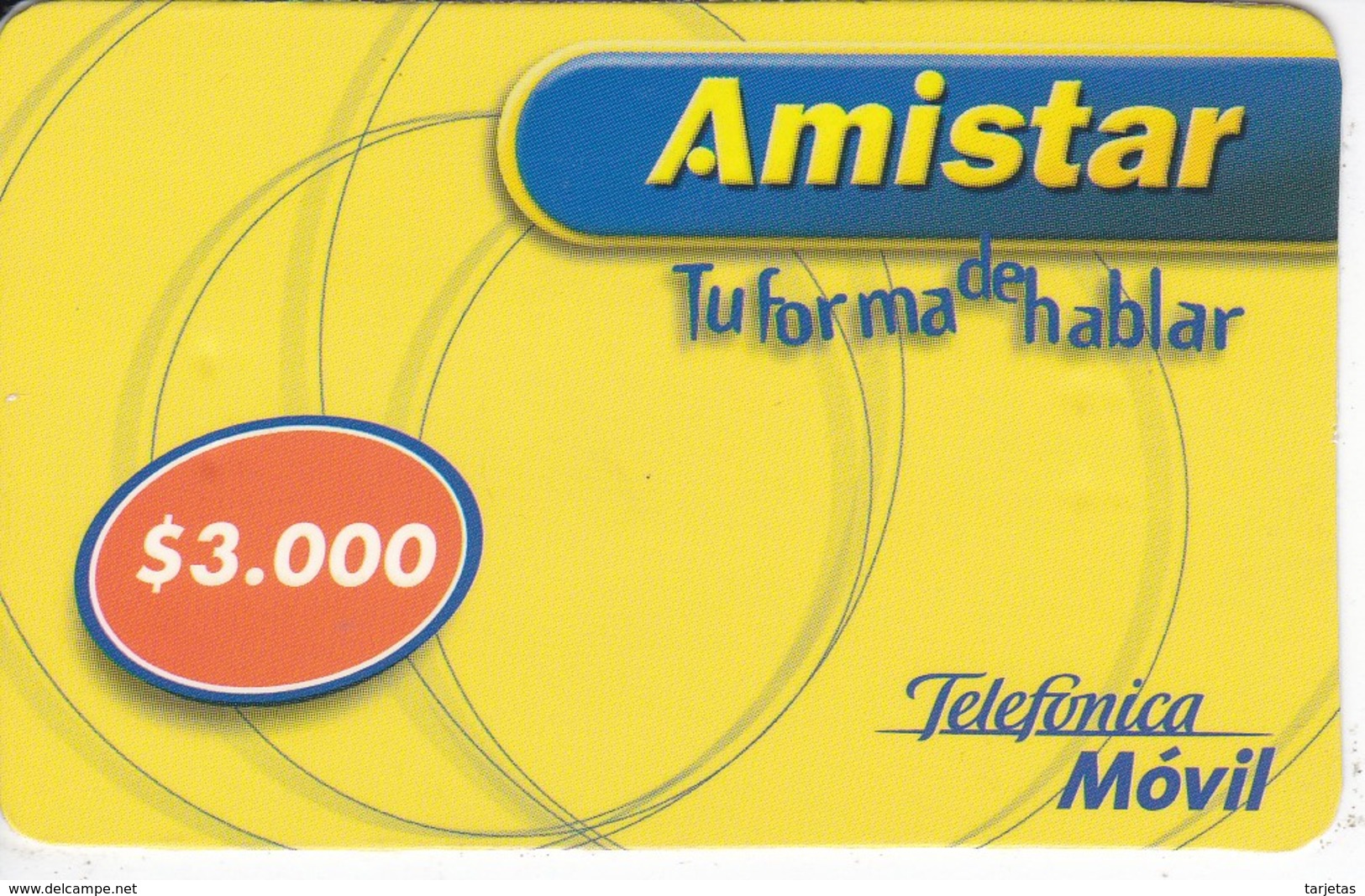 TARJETA DE CHILE DE TELEFONICA DE $3000 DE AMISTAR - Chile