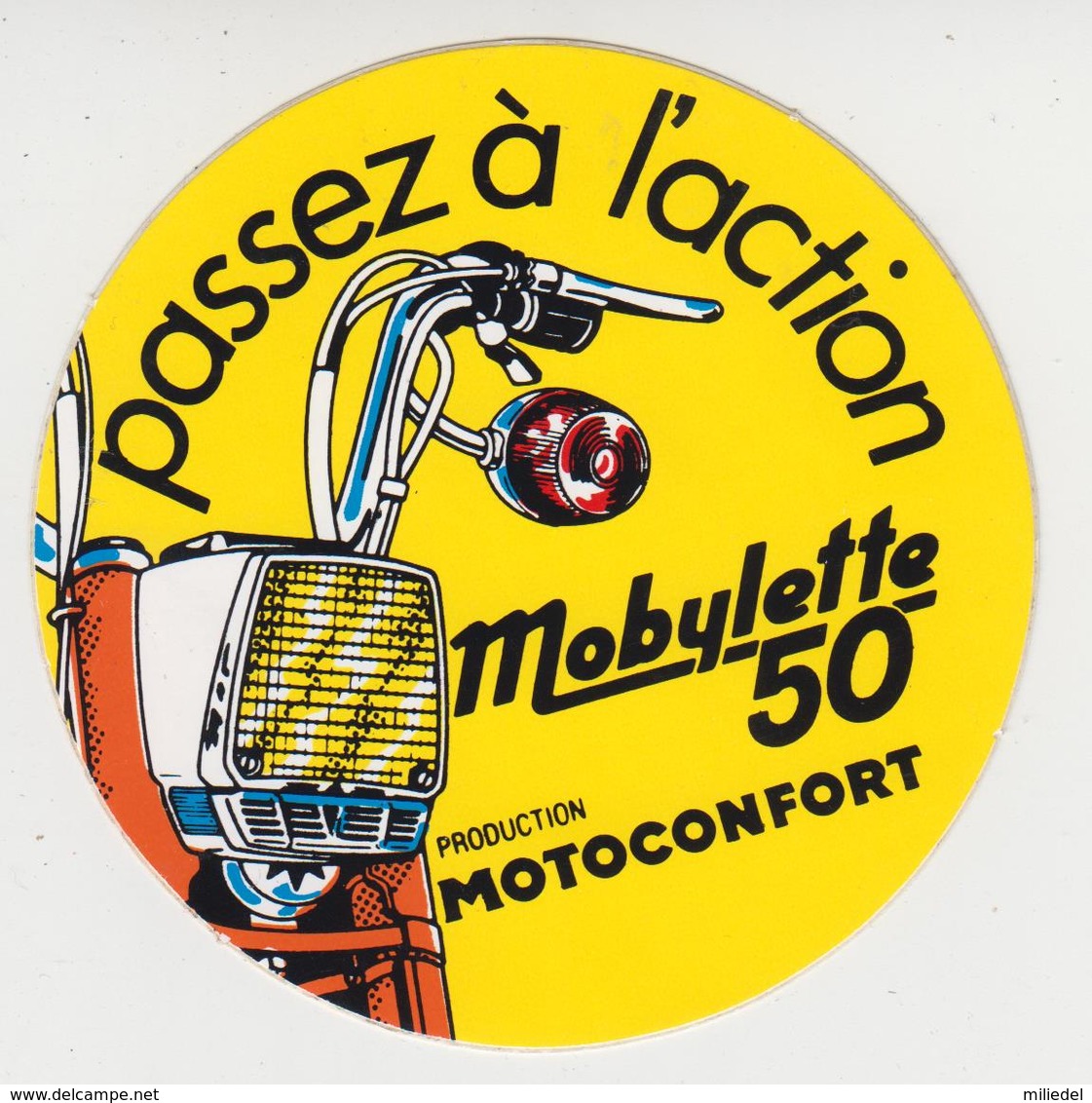 AUTOCOLLANT / PUB  Pour  MOTOCONFORT   , MOBYLETTE  50    Passez à L'action - Autocollants