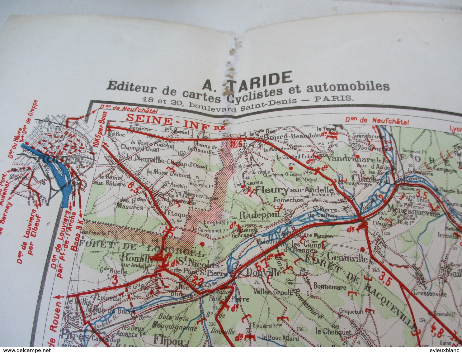 Taride/ Carte  Cycliste Et Automobile Des Environs De Paris/Nord-Ouest/ S & O, Oise, Eure/Vers 1910-1930        PGC204 - Mapas Geográficas