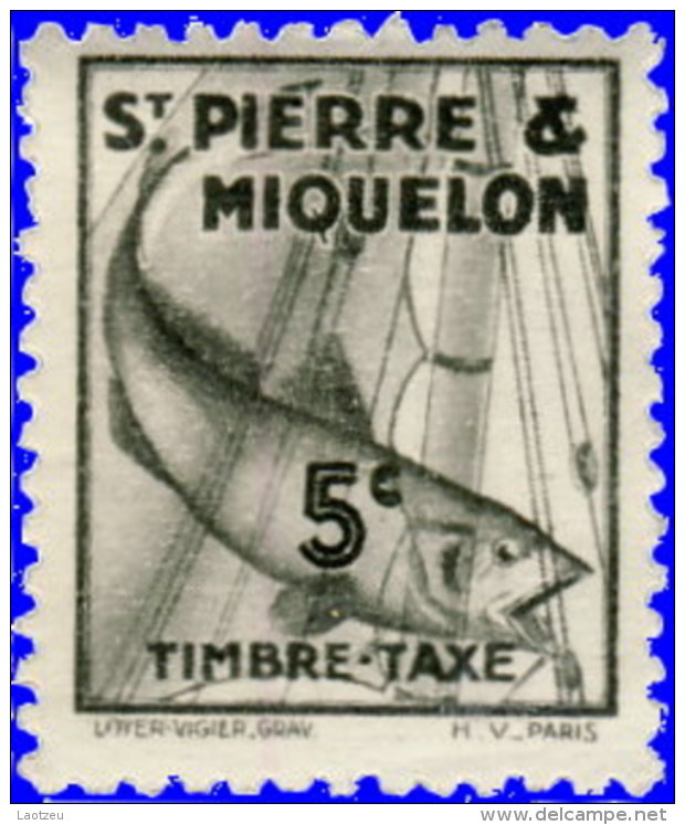 St-Pierre &amp; Miquelon Taxe 1938. ~ T 32** - Morue - Portomarken