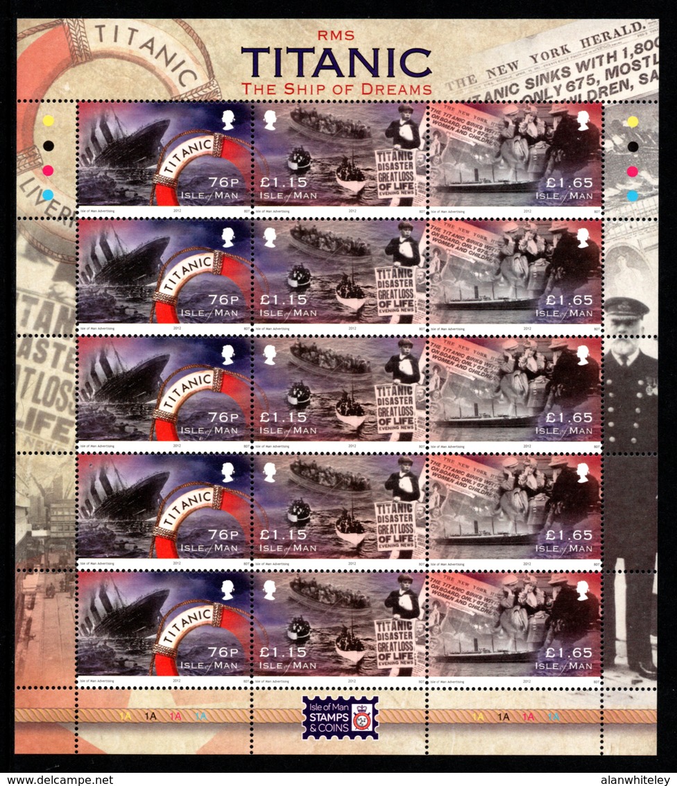 ISLE OF MAN 2012 Centenary Of Sinking Of RMS Titanic: Set Of 2 Sheets UM/MNH - Isola Di Man