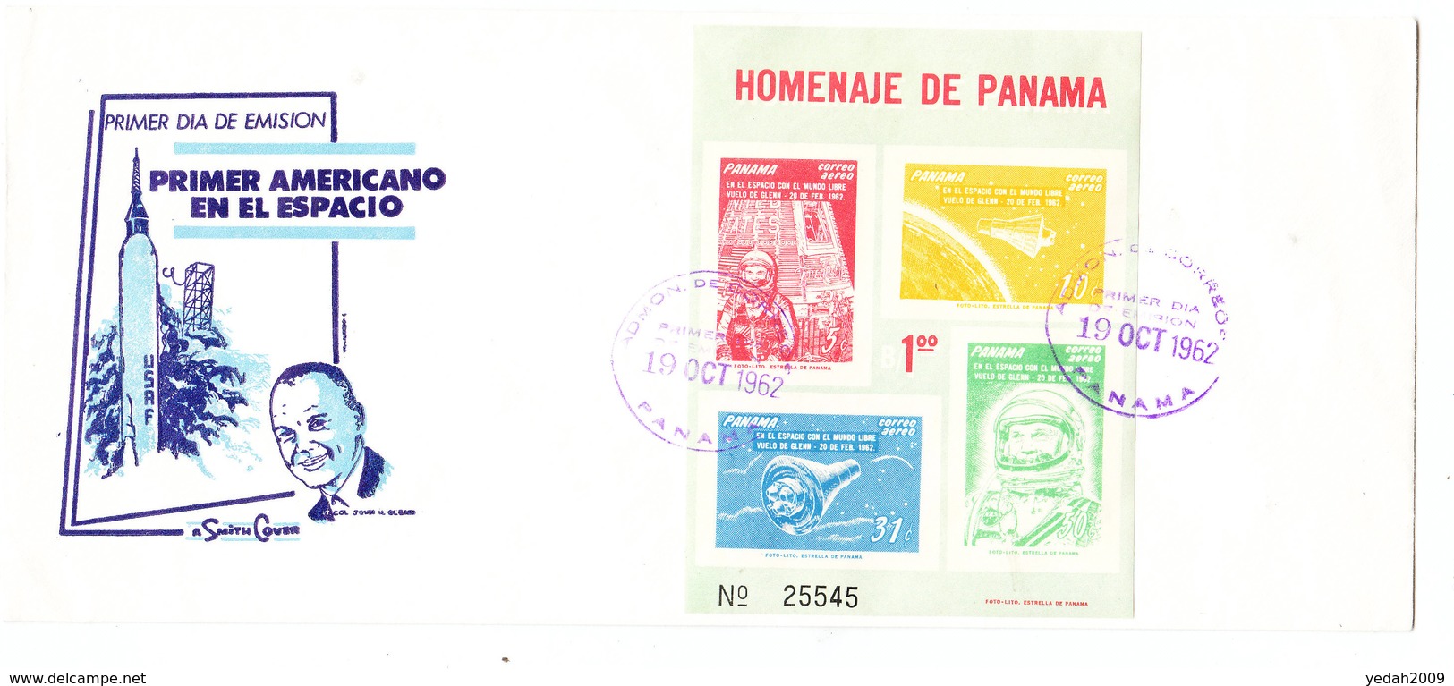 Panama FIRST AMERICAN IN SPACE FDC 1962 - South America