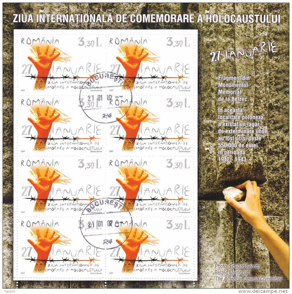 Romania 2007 Judaica,Holocaust,Belzec Memorial,6162,VFU,low Price!!! - Feuilles Complètes Et Multiples