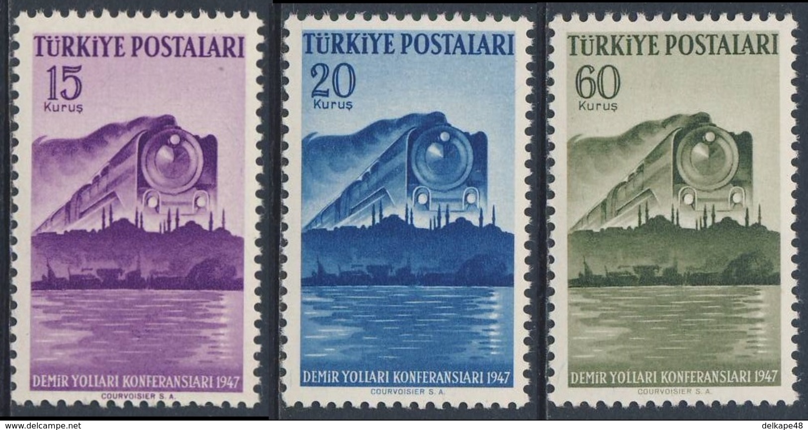 Turkey Turquie Turkei 1947 Mi 1199 /1 YT 1057 /9 Sc 960 /2 ** Int. Railway Congress, Istanbul / Eisenbahnkongress - Treni