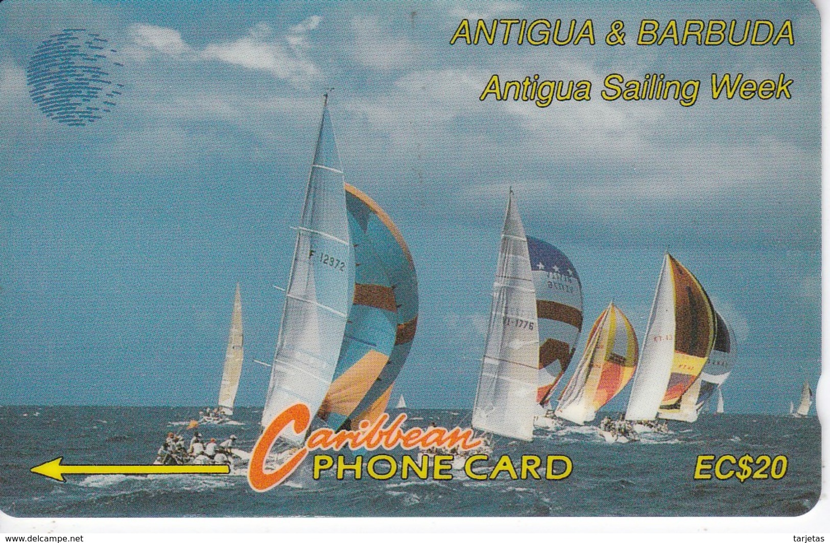 TARJETA DE ANTIGUA & BARBUDA DE UNOS VELEROS - 13CATB SOBRE FONDO BLANCO - Antigua E Barbuda