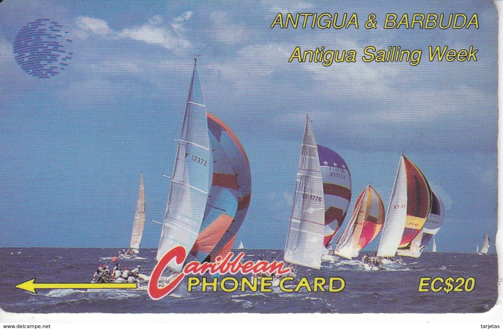 TARJETA DE ANTIGUA & BARBUDA DE UNOS VELEROS - 13CATB SOBRE FONDO GRIS - Antigua Et Barbuda