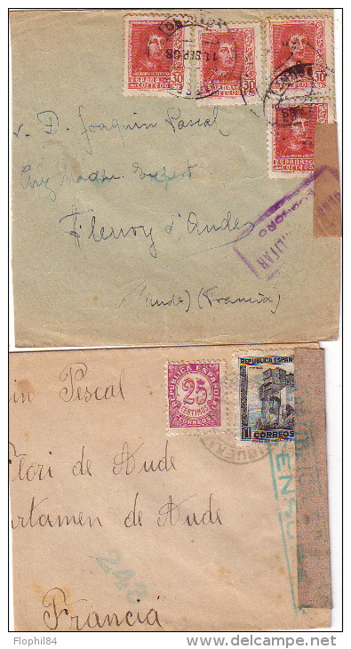 ESPAGNE - LOT DE 12 LETTRES ET FRAGMENT DE LETTRES TOUTES AVEC CENSURES DIVERSES DONT UN AVEC TAXE - MANQUE 2 TIMBRES. - Bolli Di Censura Repubblicana