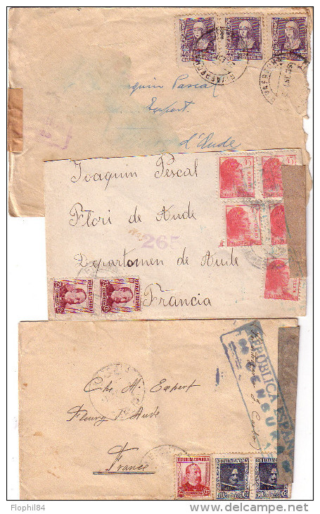 ESPAGNE - LOT DE 12 LETTRES ET FRAGMENT DE LETTRES TOUTES AVEC CENSURES DIVERSES DONT UN AVEC TAXE - MANQUE 2 TIMBRES. - Republikanische Zensur