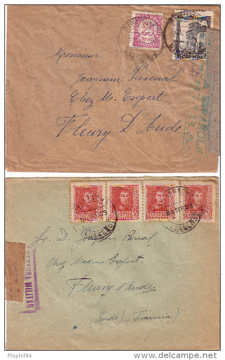 ESPAGNE - LOT DE 12 LETTRES ET FRAGMENT DE LETTRES TOUTES AVEC CENSURES DIVERSES DONT UN AVEC TAXE - MANQUE 2 TIMBRES. - Republikanische Zensur