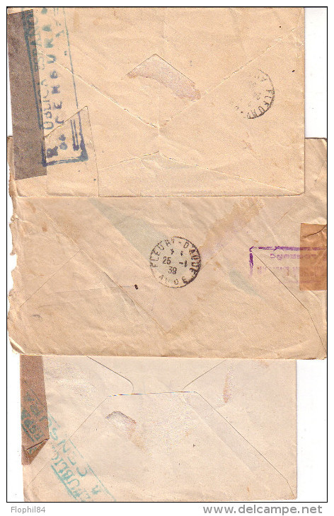 ESPAGNE - LOT DE 12 LETTRES ET FRAGMENT DE LETTRES TOUTES AVEC CENSURES DIVERSES DONT UN AVEC TAXE - MANQUE 2 TIMBRES.