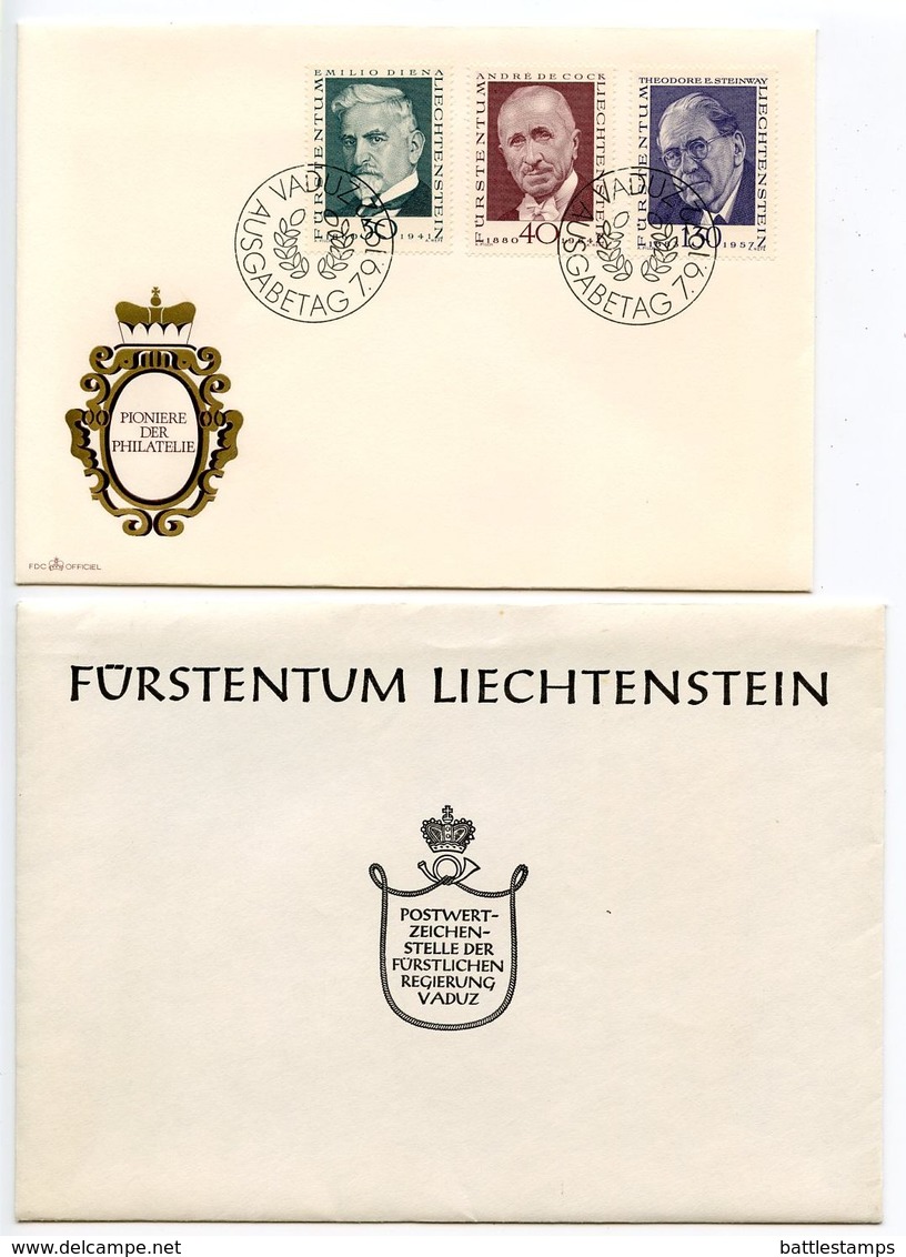 Liechtenstein 1972 Scott 509-511 FDC Pioneers Of Philately - FDC