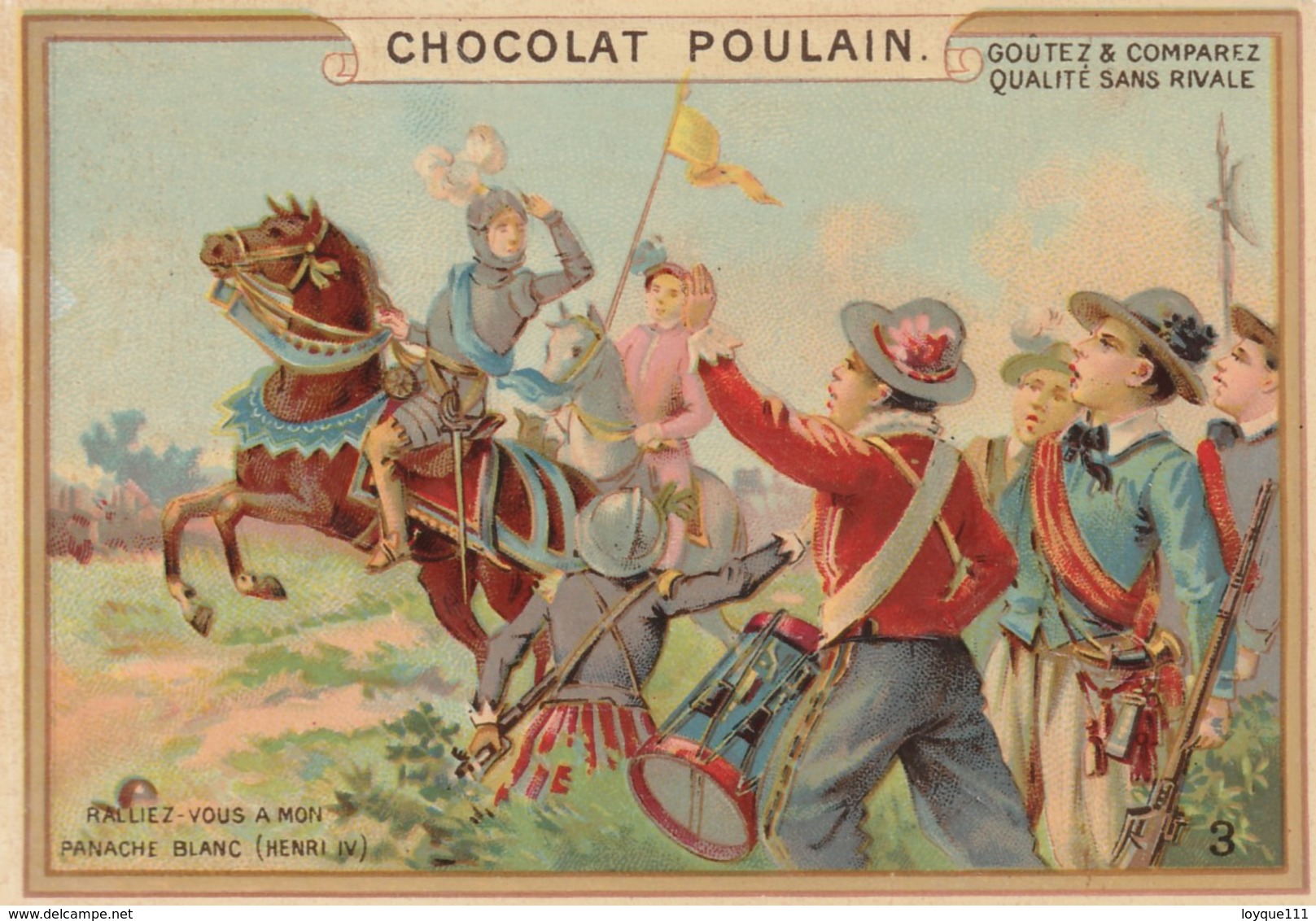 Chromo Poulain. N°3 / Ralliez Vous A Mon Panache Blanc - Chocolat