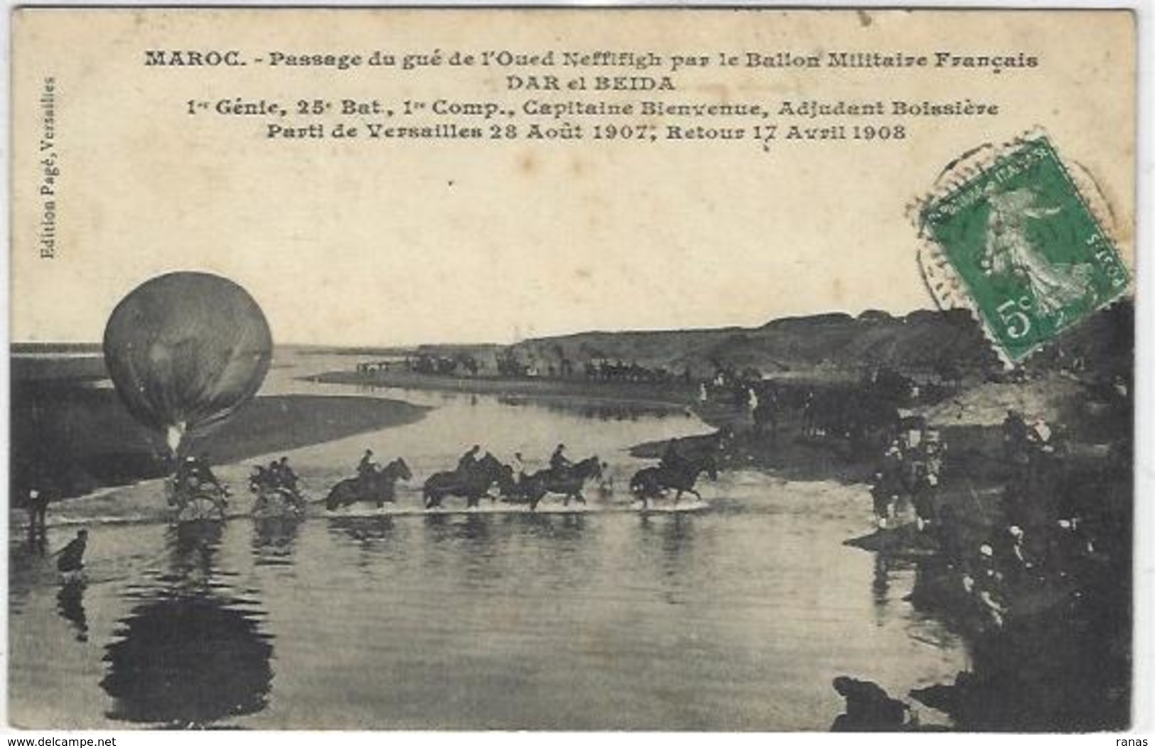 CPA Maroc Circulé Militaria Ballon Rond Aviation Montgolfière - Autres & Non Classés