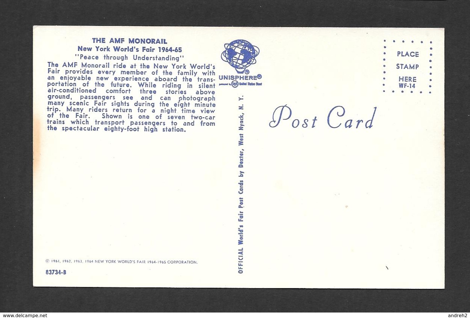 EXPOSITIONS - NEW YORK WORLD'S FAIR 1964-65 - THE AMF MONORAIL - Expositions