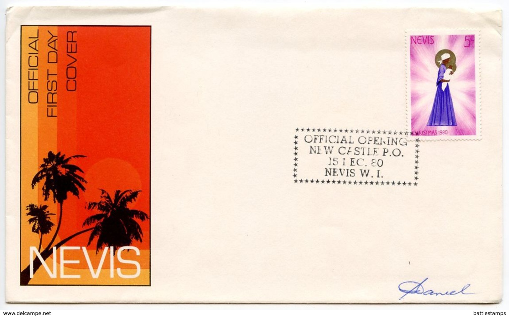 Nevis 1980 New Castle Post Office Opening Cover - St.Christopher-Nevis-Anguilla (...-1980)