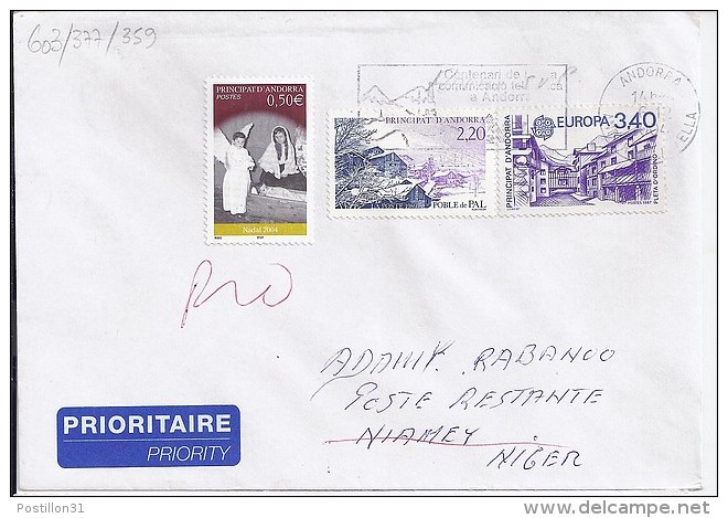 TP N° 603 + DIVERS SUR LETTRE DU 6.12.04 POUR LE NIGER - Cartas & Documentos